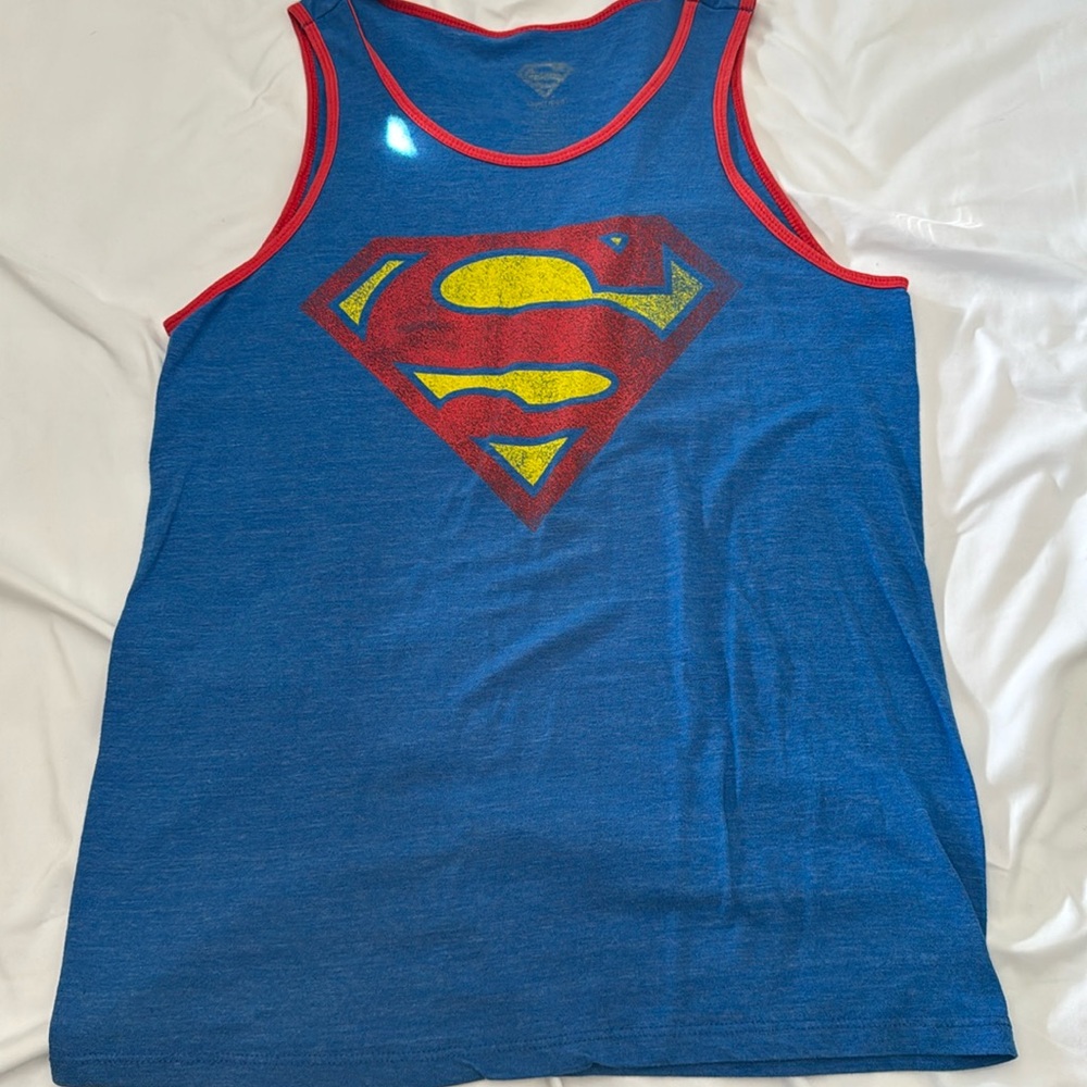 Faded Vintage Graphic Superman Tank Top